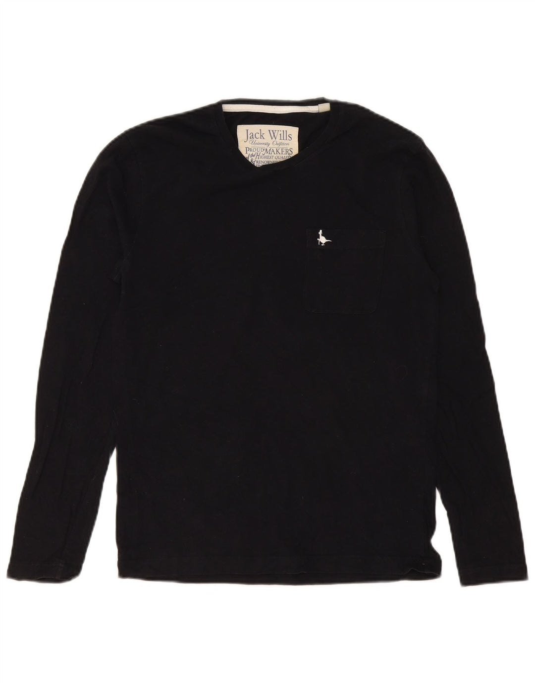 Jack Wills Mens Top Manga Longa XS Algodão Preto