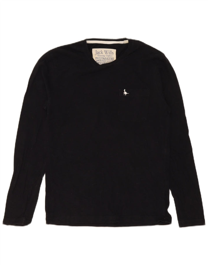 Jack Wills Mens Top Manga Longa XS Algodão Preto