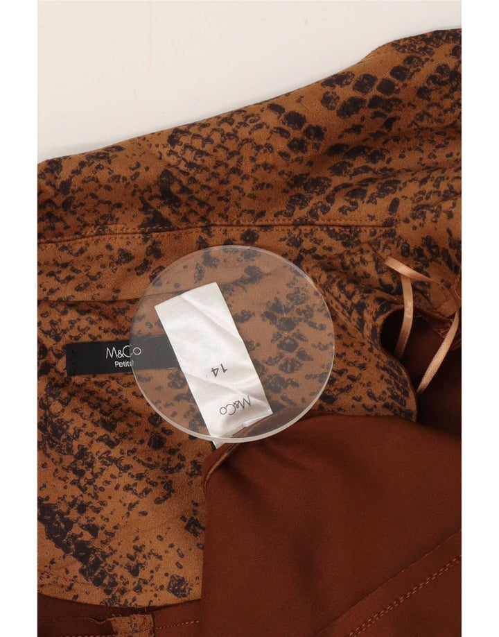 M&Co Jaqueta Blazer Feminina Petite Open UK 14 Grande Poliéster Marrom
