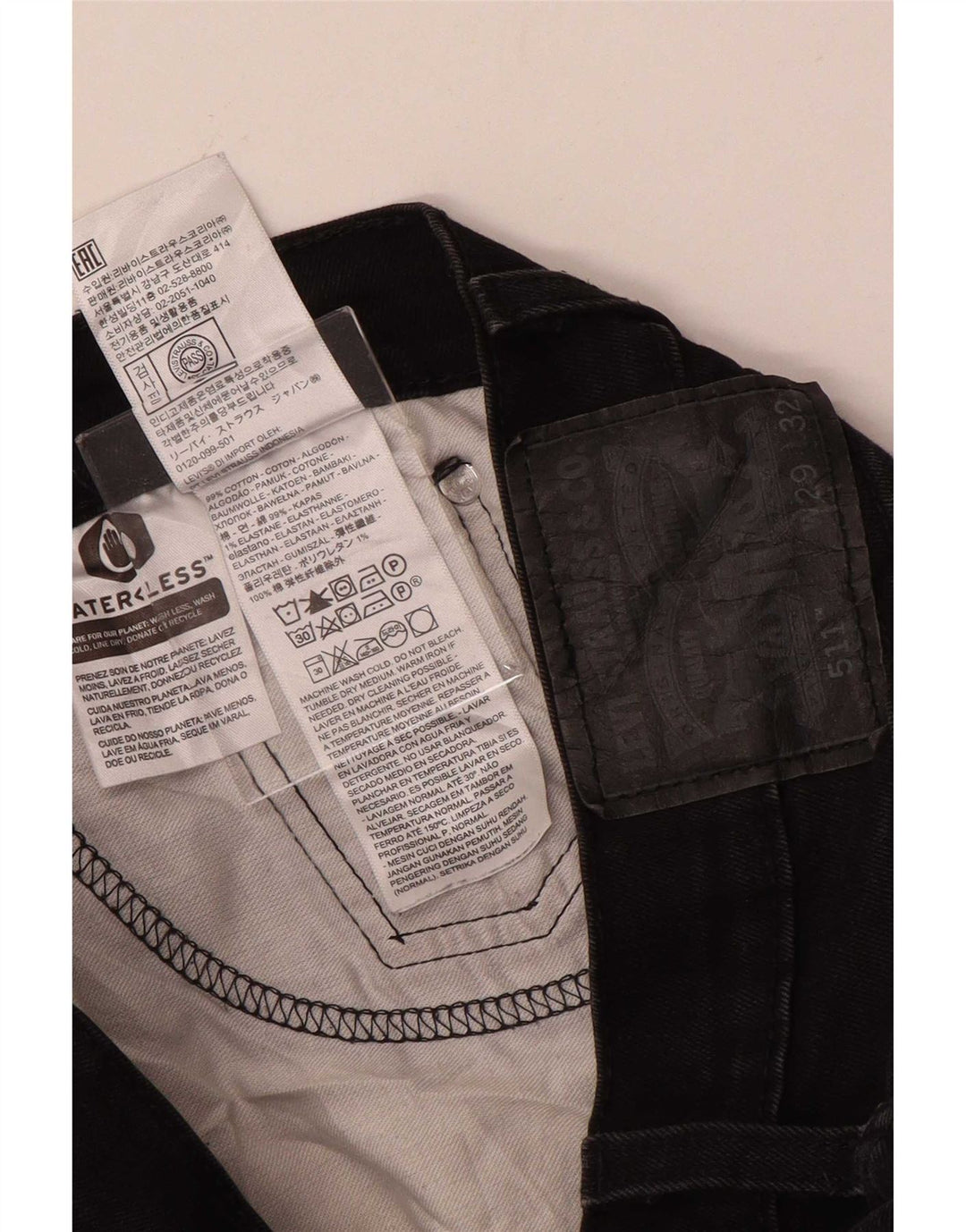Jeans Levis 511 Slim Masculino W29 L32 Algodão Preto