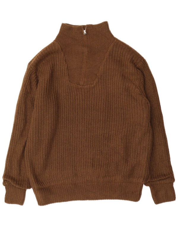 Suéter masculino VINTAGE com zíper e gola IT 52/54 grande marrom poliacrílico