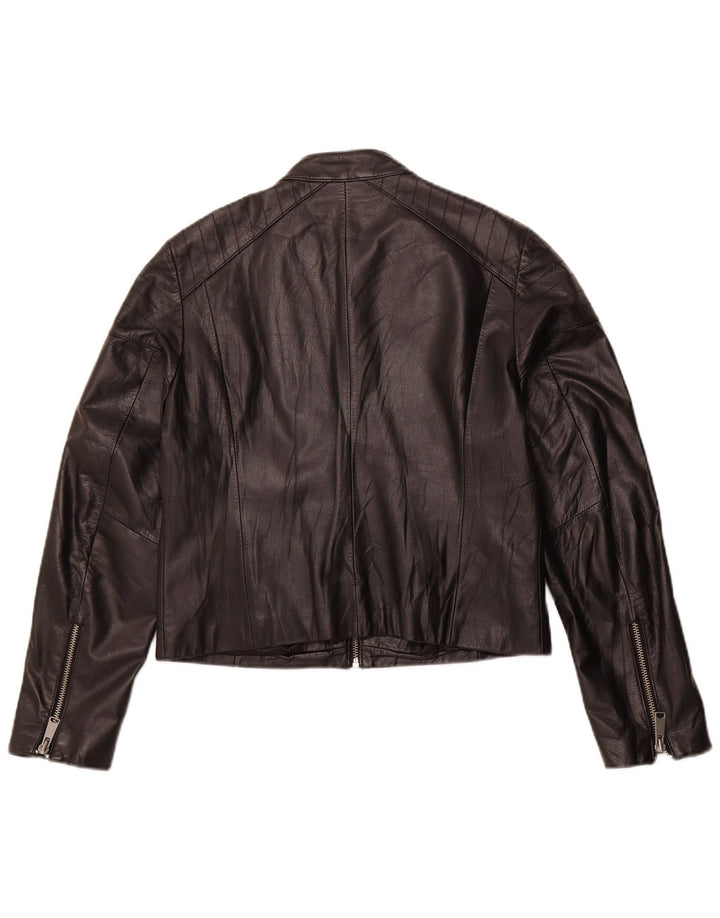 Jaqueta feminina de couro H&M UK 16 grande couro preto