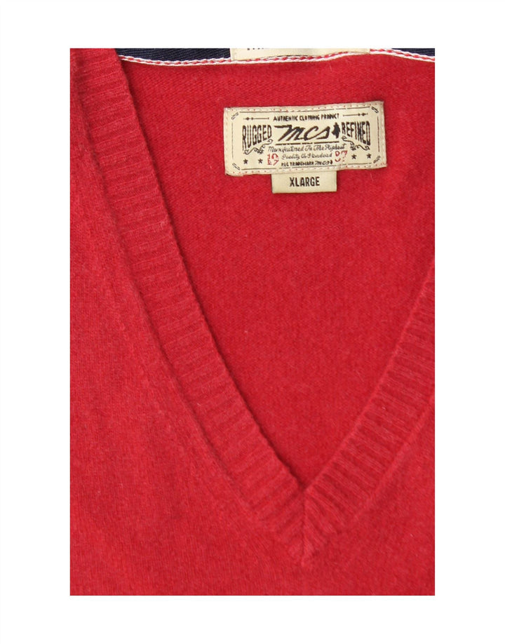 MARLBORO CLASSICS Suéter masculino robusto e refinado com decote em V XL vermelho