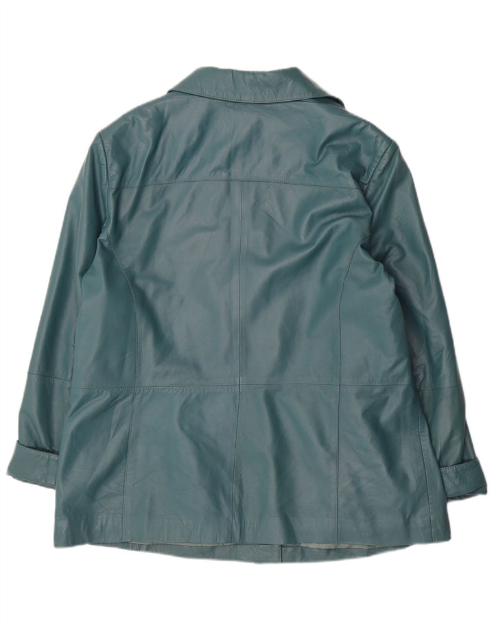 Jaqueta de couro feminina vintage EU 48 2XL couro verde