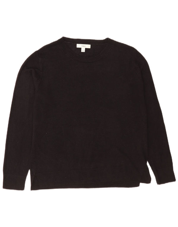 Suéter feminino Marks & Spencer com gola redonda Reino Unido 16 grande acrílico preto