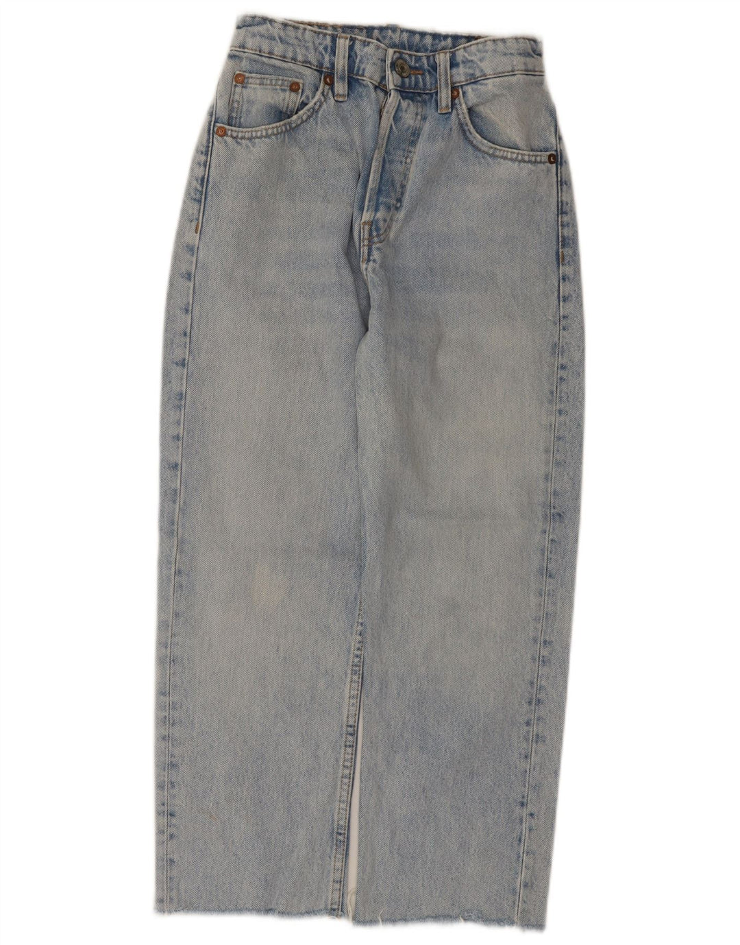 Calça jeans reta feminina Zara W24 L24 algodão azul