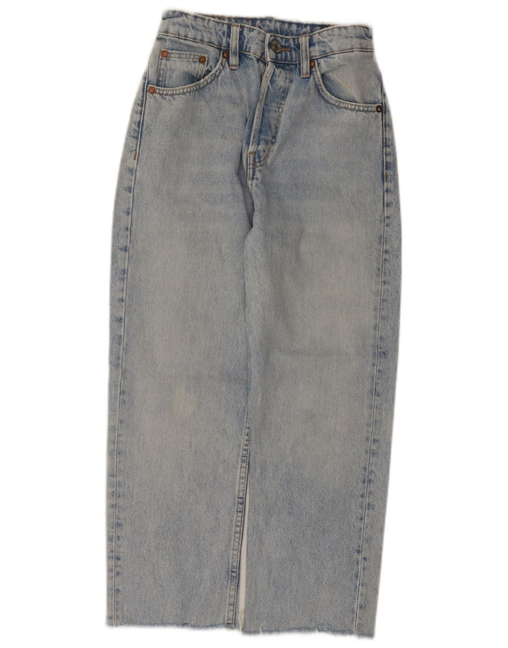 Calça jeans reta feminina Zara W24 L24 algodão azul