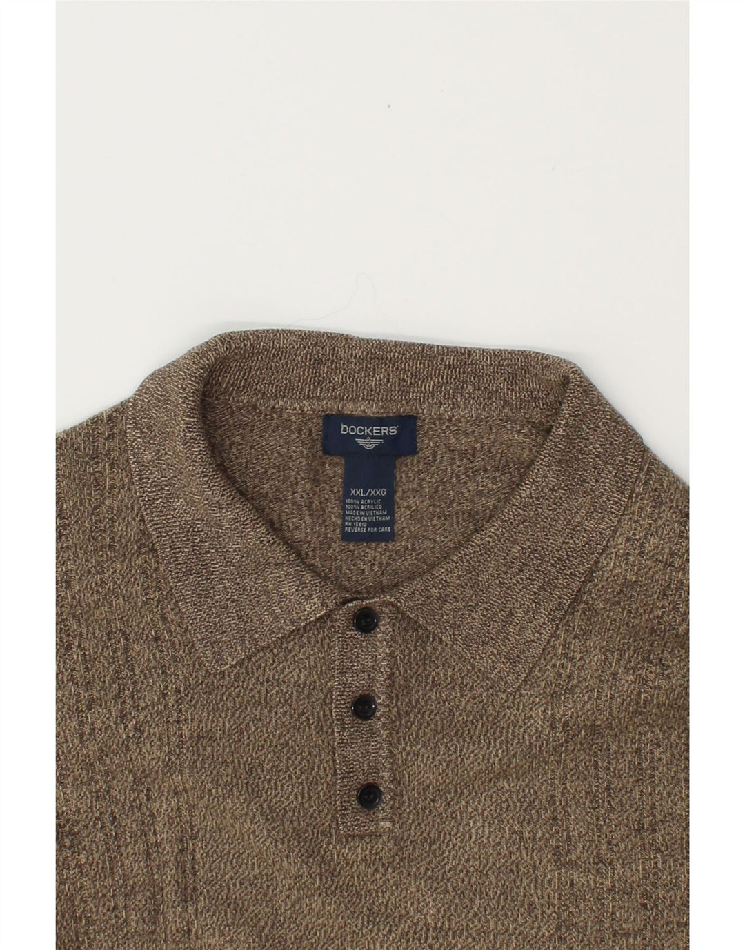 DOCKERS Mens Polo Neck Jumper Sweater 2XL Beige Acrylic Vintage Dockers and Second-Hand Dockers from Messina Hembry 