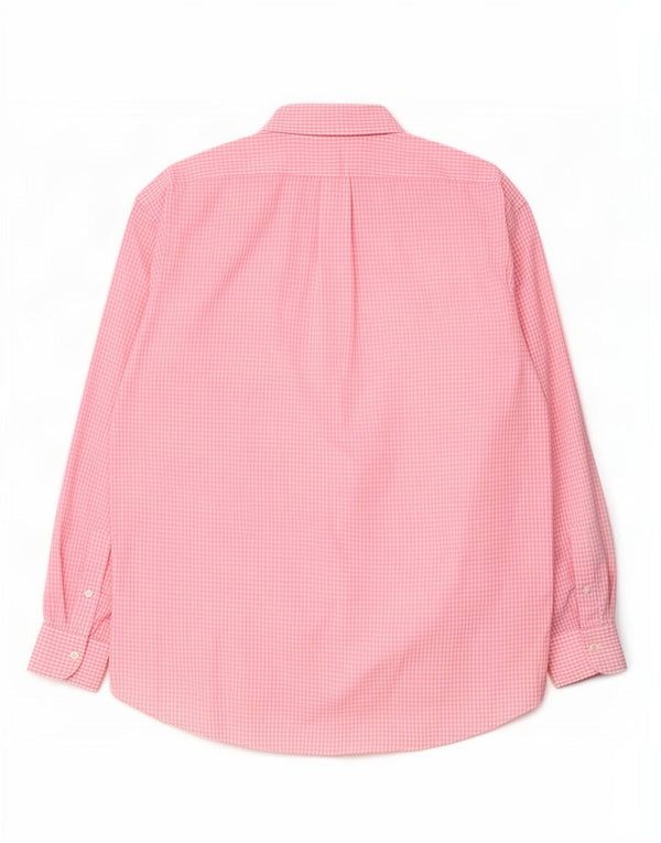 Camisa masculina Benetton grande algodão guingão rosa