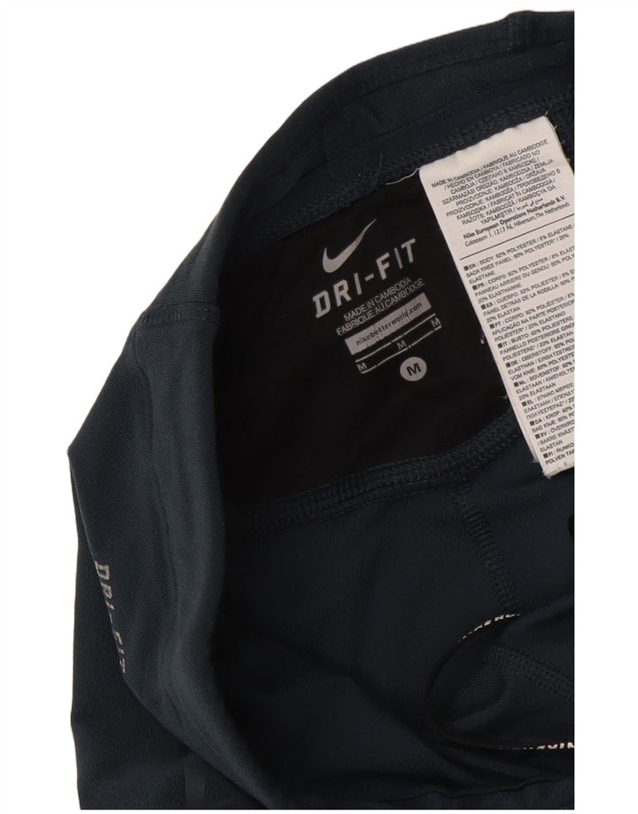 Nike Womens Dri Fit Leggings UK 12 Médio Azul Marinho Geométrico Poliéster