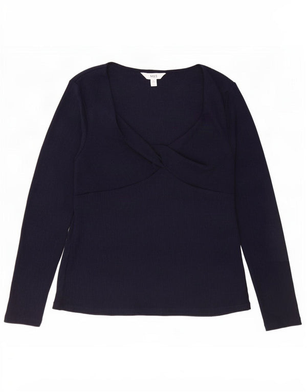Blusa feminina de manga comprida Marks & Spencer Reino Unido 16 grande azul marinho