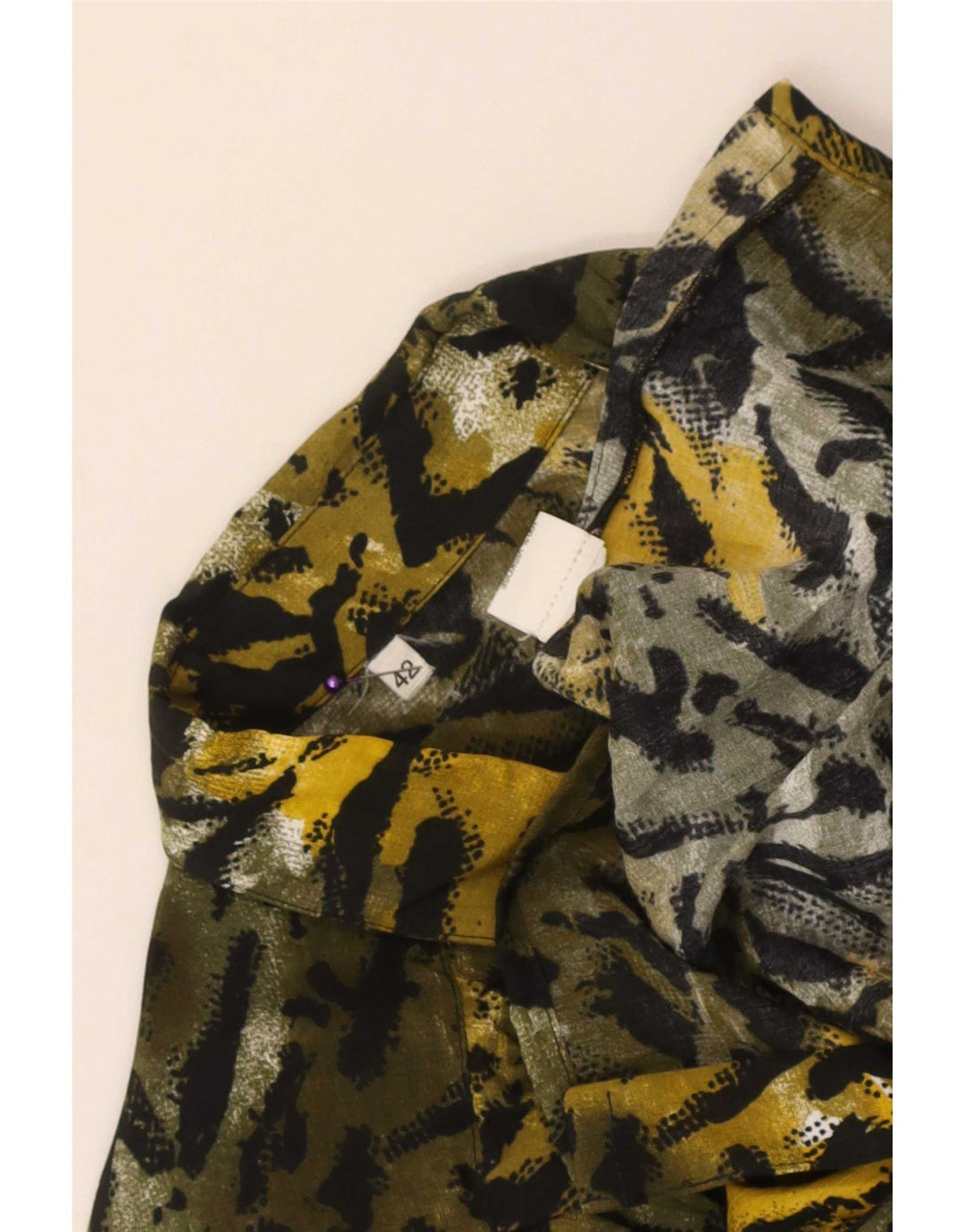 Camisa feminina vintage EU 42 grande viscose com estampa animal multicolorida