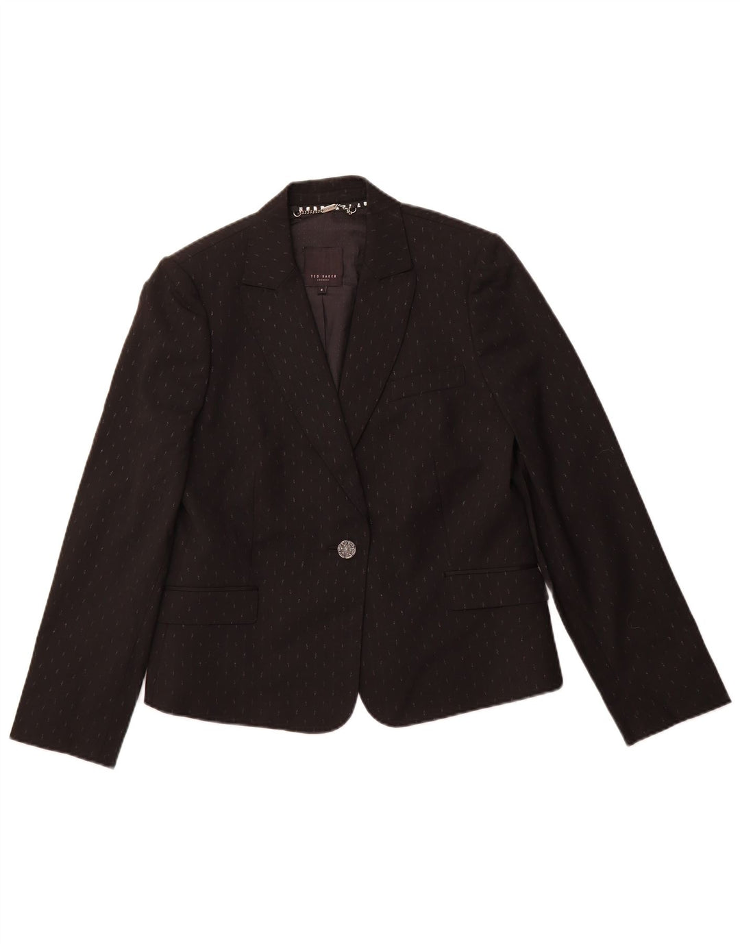 Jaqueta blazer feminina TED BAKER com 1 botão tamanho 4 grande preto manchado