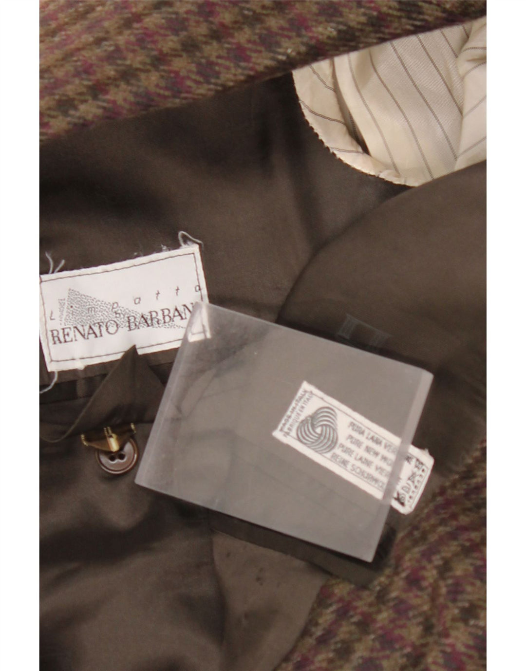 Jaqueta blazer masculina de 2 botões RENATO BARBANO Reino Unido 40 grande xadrez marrom