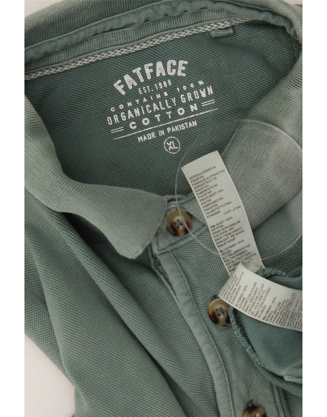 Camisa polo masculina Fat Face XL algodão verde