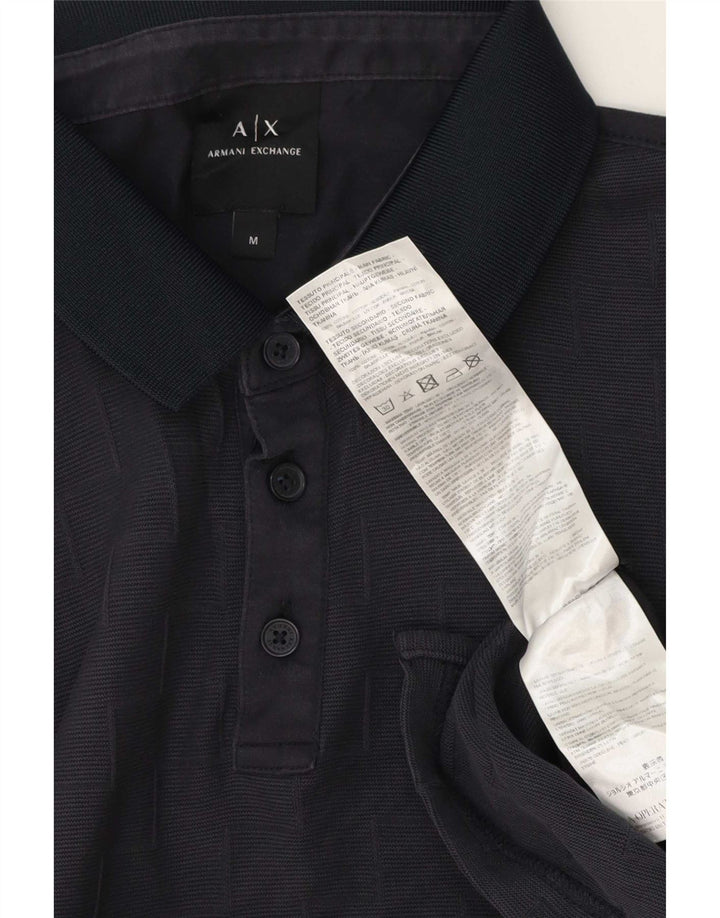 Camisa polo masculina Armani Exchange médio algodão geométrico azul marinho