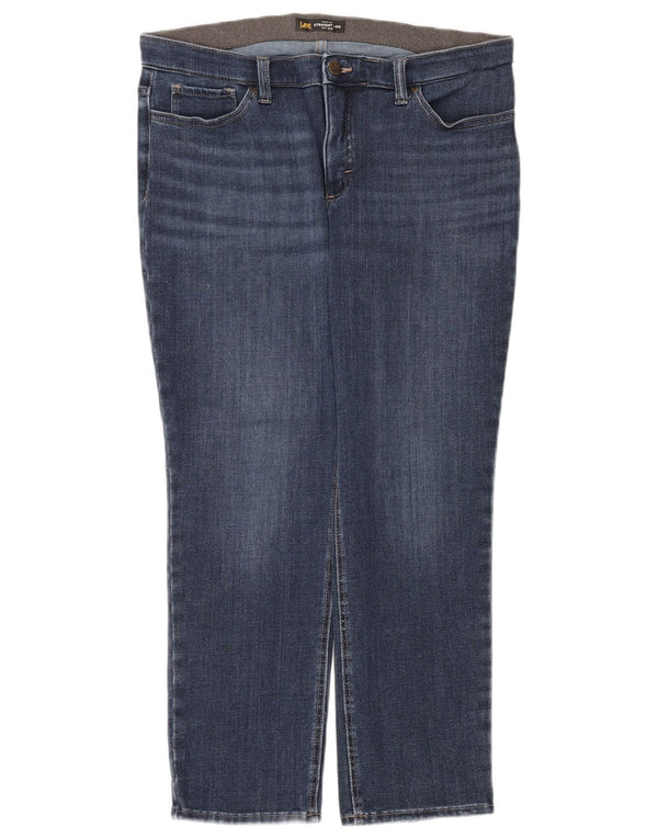 Lee Womens Mid Rise Slim Fit Straight Jeans US 14 XL W36 L26 Blue Cotton
