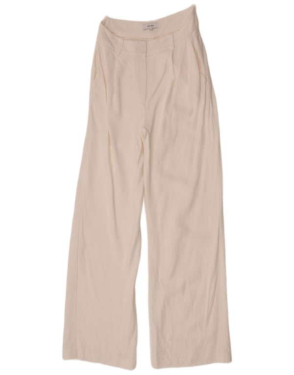Calça casual feminina Reiss com perna larga Reino Unido 10 pequena W28 L33 branca