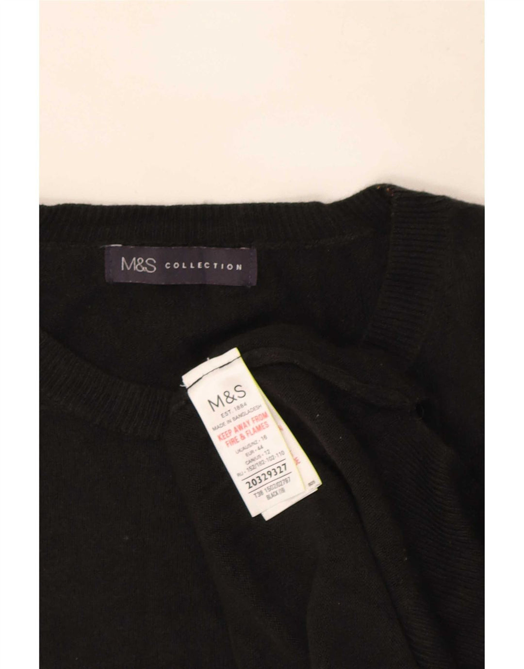 Suéter feminino Marks & Spencer grande com gola redonda Reino Unido 16 grande preto