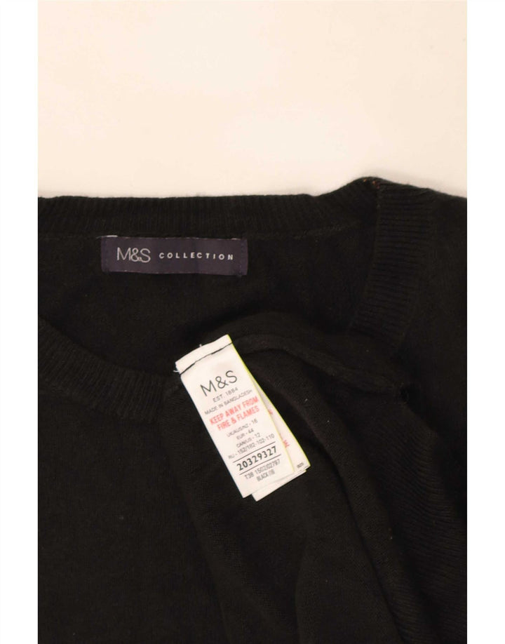 Suéter feminino Marks & Spencer grande com gola redonda Reino Unido 16 grande preto