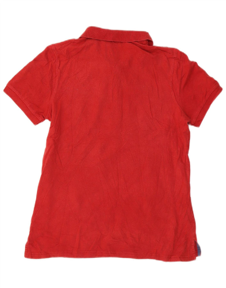 Camisa polo feminina EDDIE BAUER Reino Unido 10 pequeno algodão vermelho