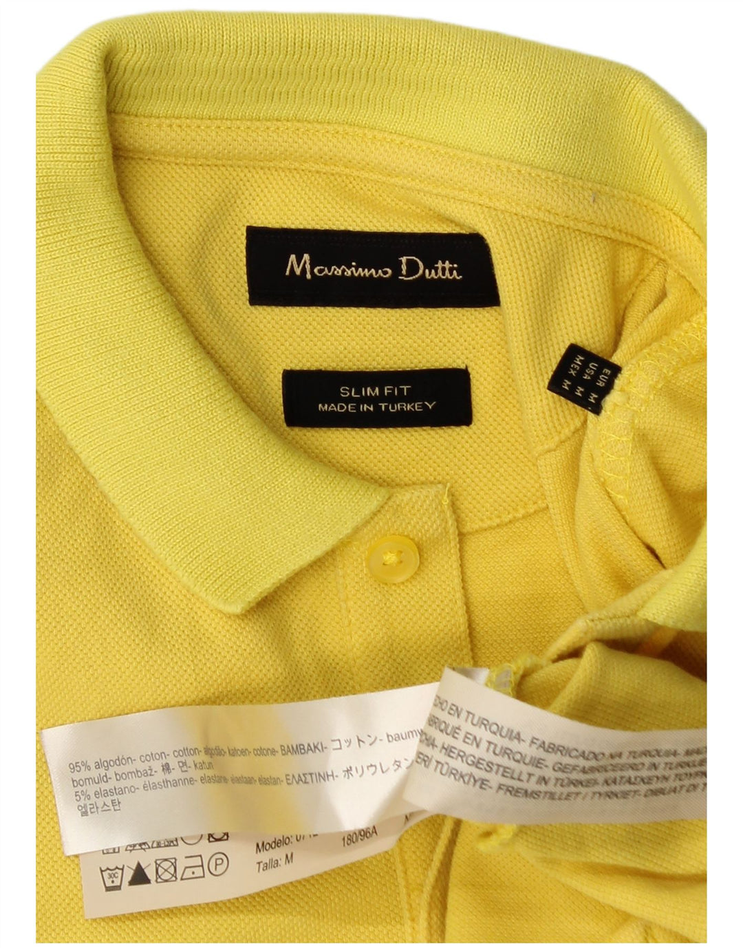 Camisa polo masculina Massimo Dutti Slim Fit algodão amarelo médio