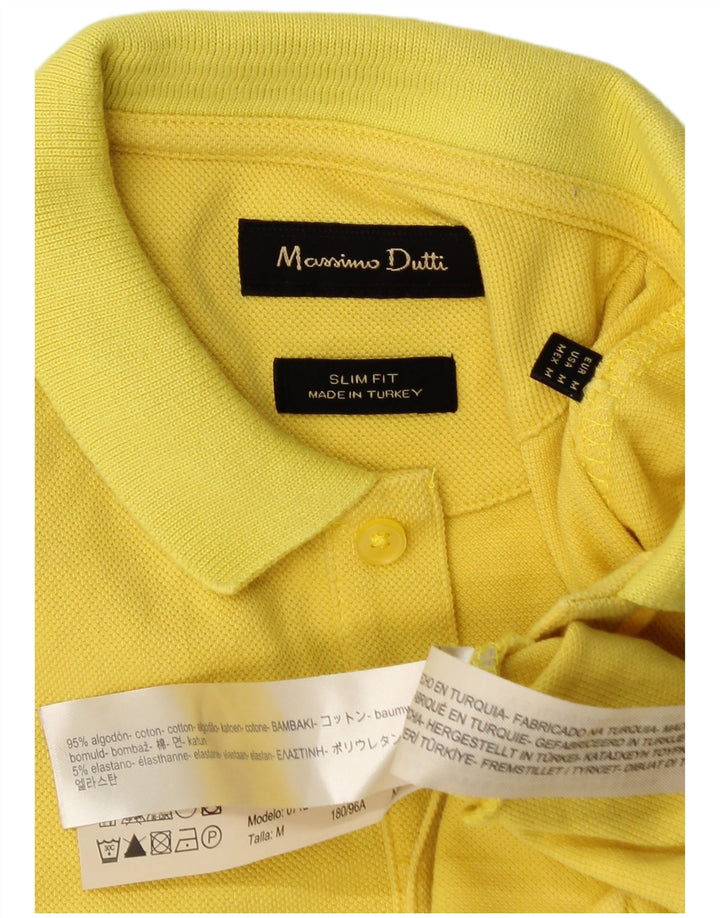 Camisa polo masculina Massimo Dutti Slim Fit algodão amarelo médio