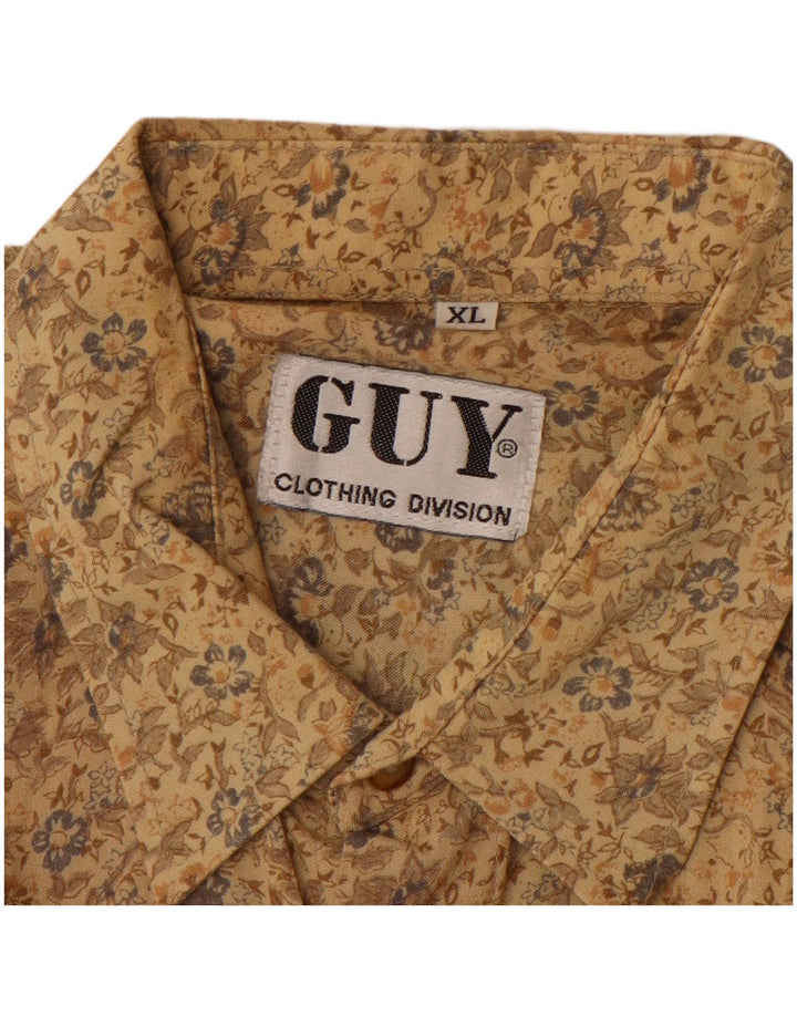Camisa masculina VINTAGE XL bege floral viscose