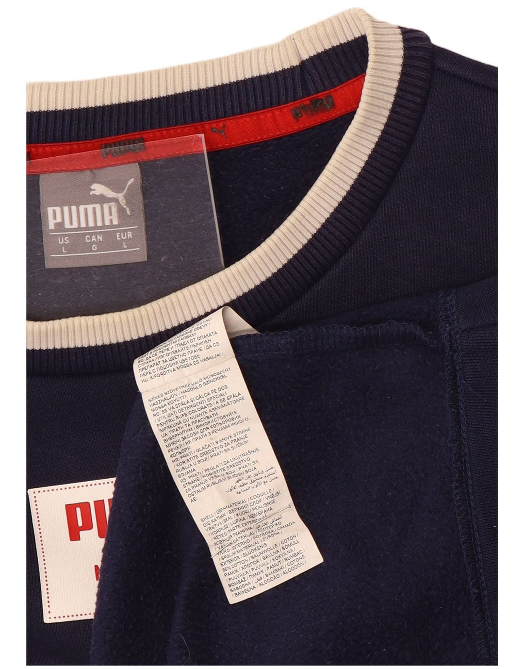 Puma moletom gráfico masculino jumper grande algodão colorblock azul marinho