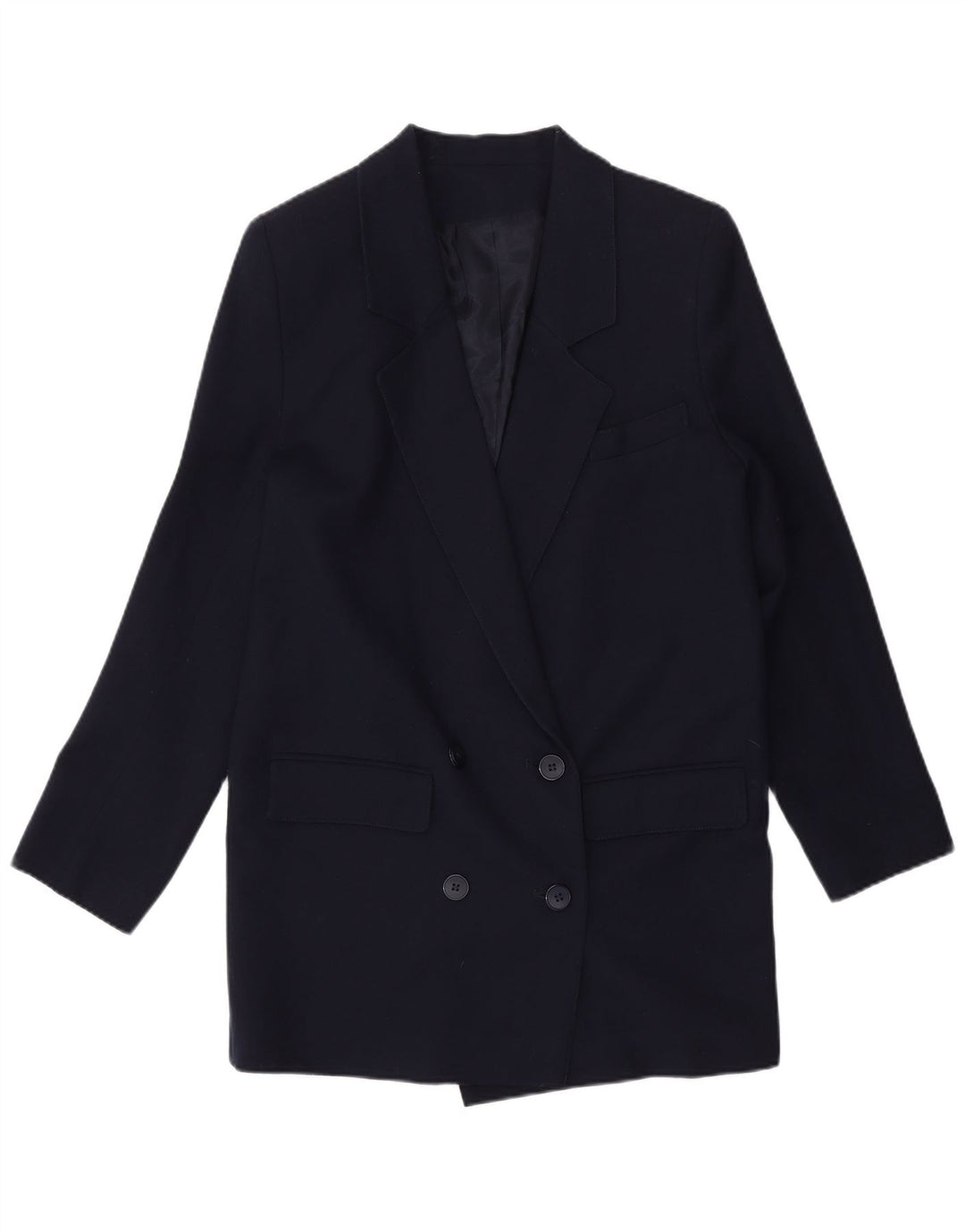 Jaqueta blazer feminina vintage com peito duplo Reino Unido 10 pequena azul marinho
