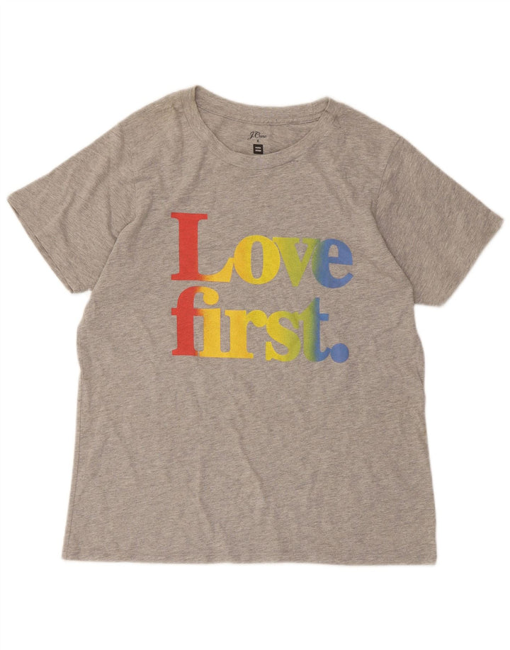 J. CREW Camiseta feminina gráfica Top UK 14 grande cinza