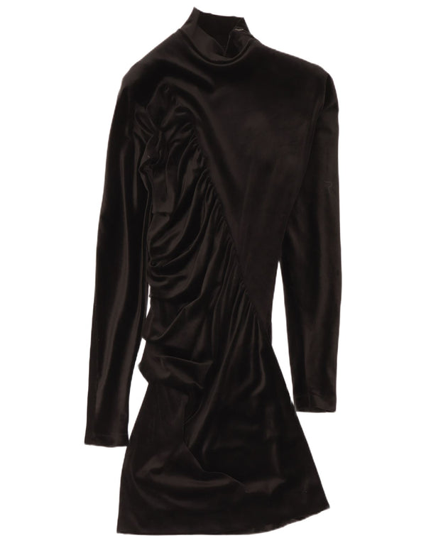 Vestido feminino Genny manga comprida veludo bodycon Reino Unido 14 médio preto acetato