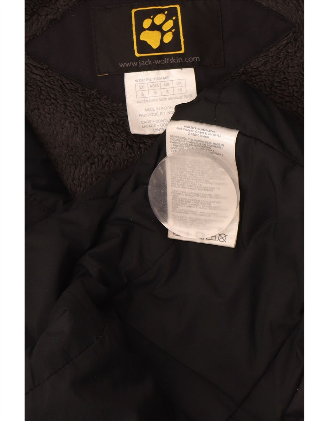 Casaco corta-vento feminino com capuz JACK WOLFSKIN Reino Unido 10 pequeno preto poliamida