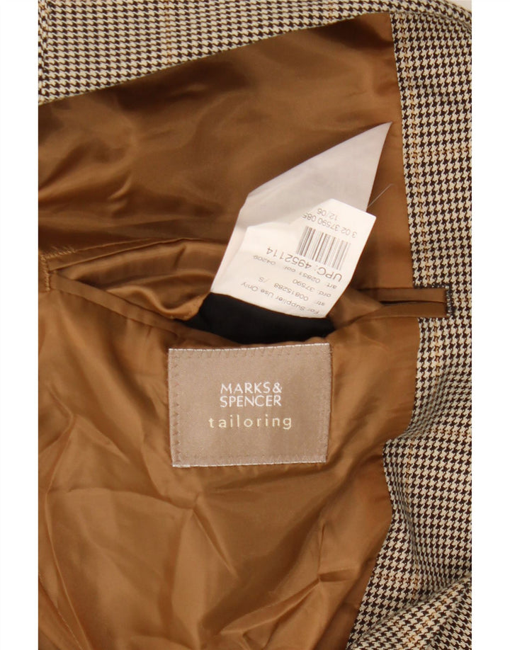 Jaqueta blazer masculina de 2 botões Marks & Spencer Reino Unido 40 médio marrom houndstooth