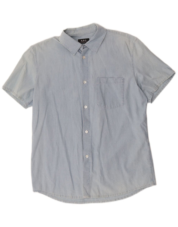 Camisa masculina de manga curta A.P.C azul médio