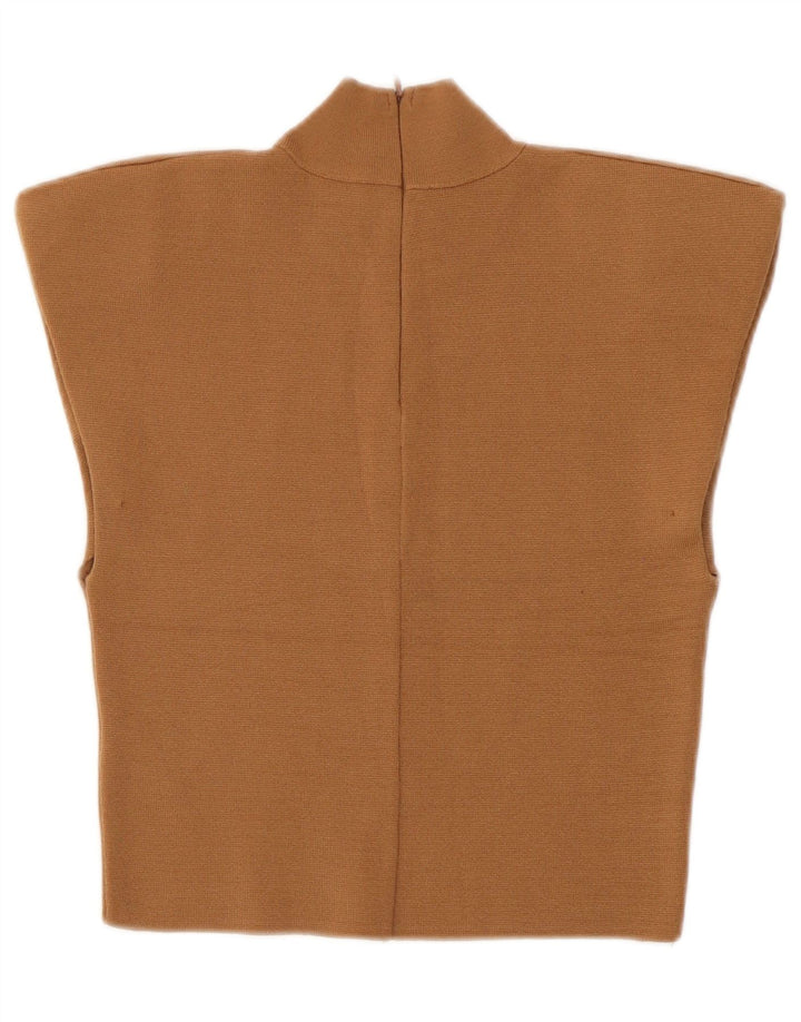 Blusa feminina Zara Top UK 8 pequena viscose marrom