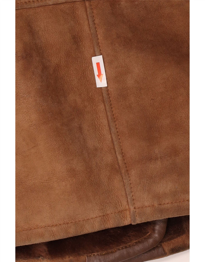 Jaqueta feminina vintage de shearling de grandes dimensões EU 40 Shearling marrom médio