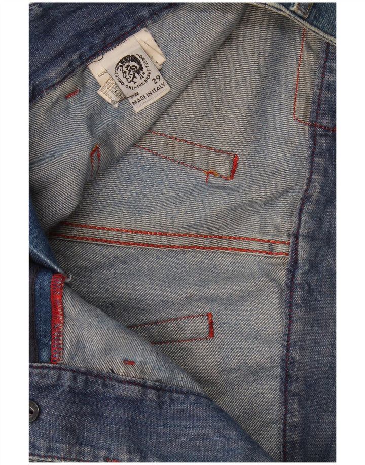 Saia larga feminina Diesel W29 algodão floral azul médio