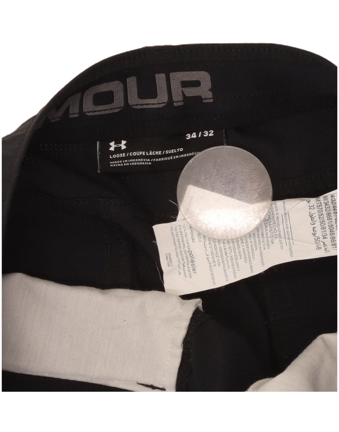 Under Armour Mens Loose Fit Calças W34 L32 Poliéster Preto