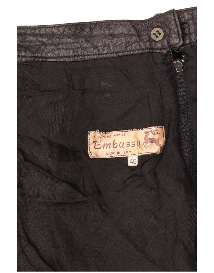 Saia feminina de couro de cintura alta EMBASSY IT 46 grande W26 couro preto