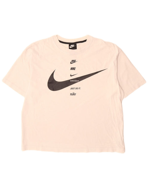 Camiseta Nike masculina Swoosh gráfica top médio algodão branco