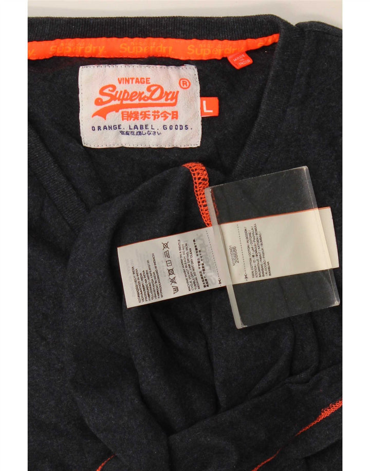 Camiseta masculina Superdry Top grande algodão azul marinho