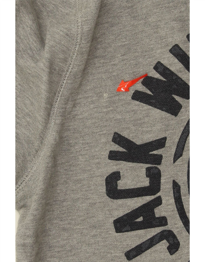 JACK WILLS Suéter masculino com capuz e zíper gráfico pequeno algodão cinza