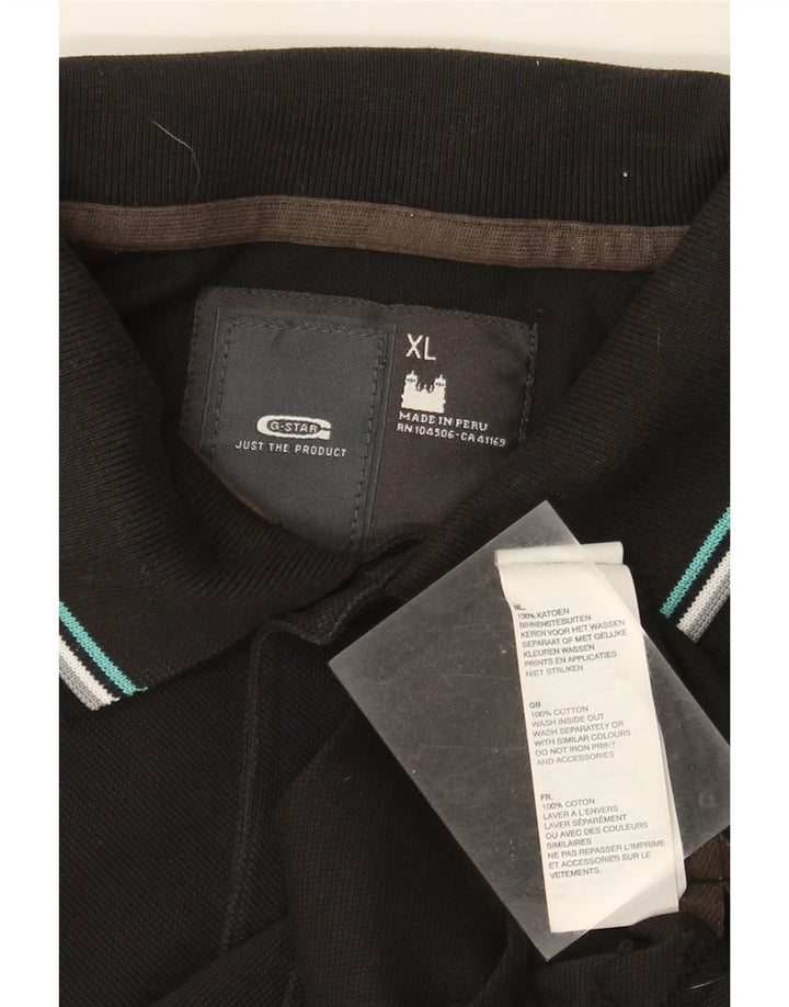 Camisa polo gráfica masculina G-Star XL algodão preto