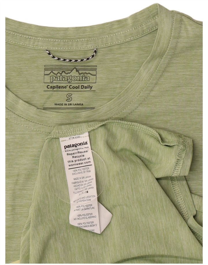 Camiseta masculina Patagonia Top pequeno poliéster listrado verde