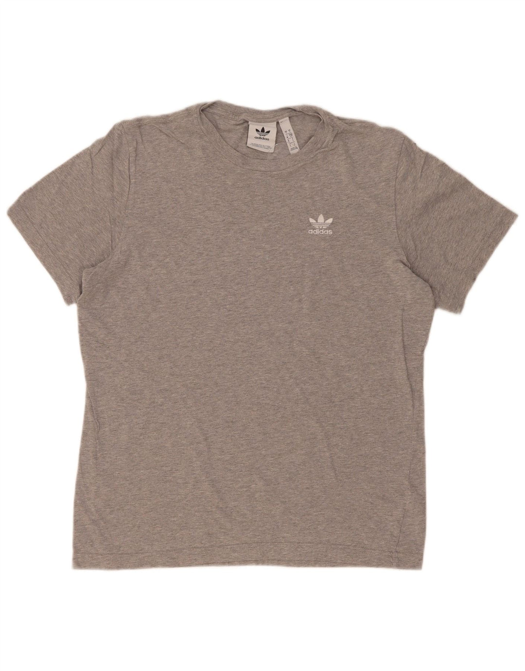 Adidas Mens Camiseta Top Pequeno Algodão Cinza