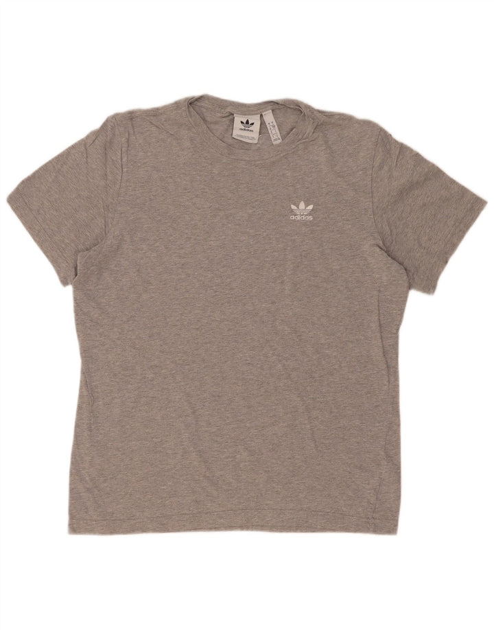 Adidas Mens Camiseta Top Pequeno Algodão Cinza