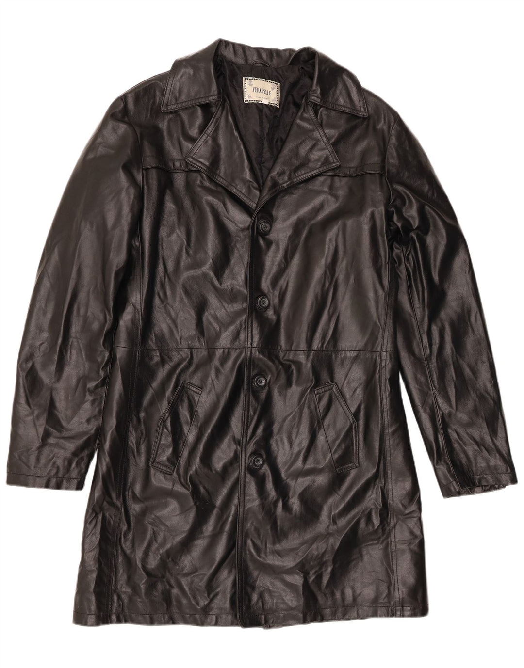 Casaco de couro masculino vintage UK 42 XL couro preto