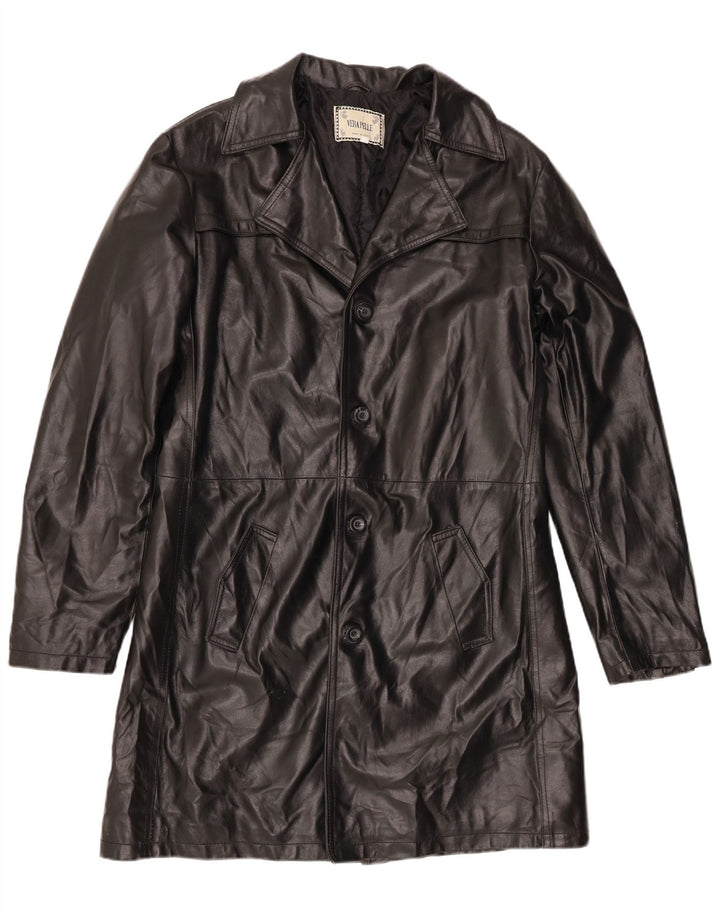 Casaco de couro masculino vintage UK 42 XL couro preto