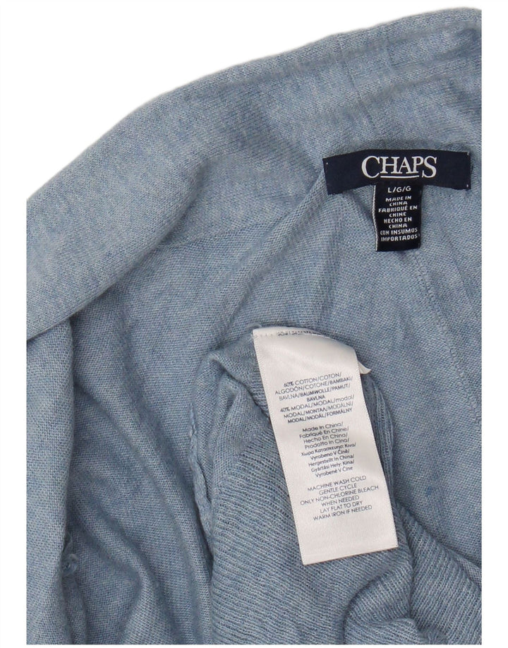 Suéter cardigan aberto com palangre feminino CHAPS Reino Unido 16 grande algodão azul